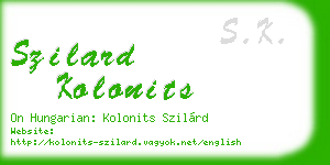 szilard kolonits business card
